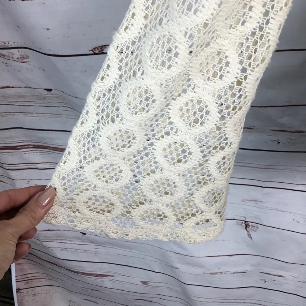 Crochet Boho Fringe‎ Top Ivory Size Small